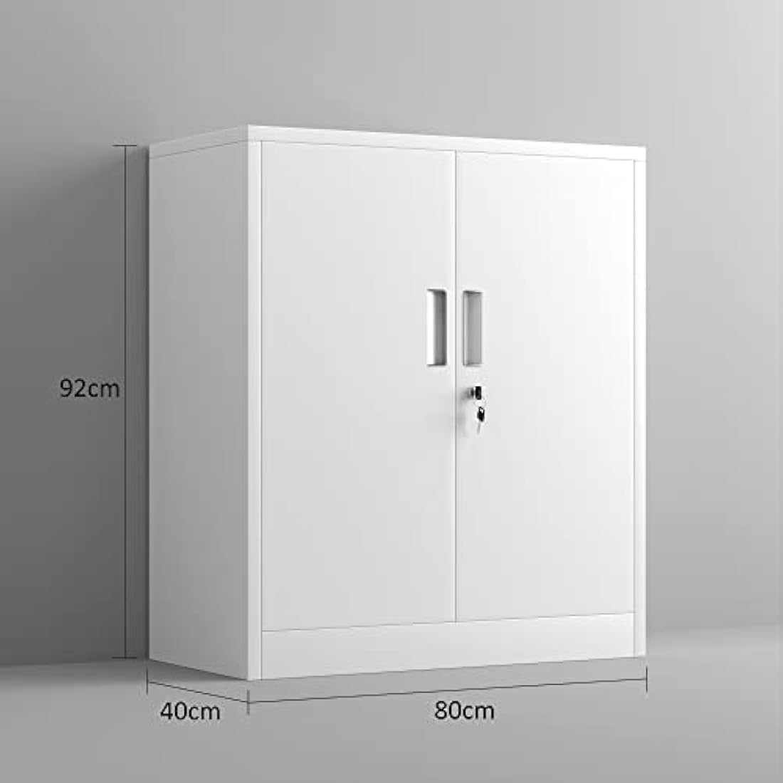 iJINGUR Metal Storage Cabinet with Locking Doors and 2 Adjustable Shelves, Small Lockable Storage Cupboard for Home Office Garage (White)