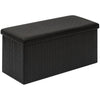 Bonlife Black Ottoman Storage Bench, Foldable Seat Faux Leather Foot Stool Storage Box with Lids for Kids Toys,Living Room, Hallway, Bedroom, 76 * 38 * 38cm