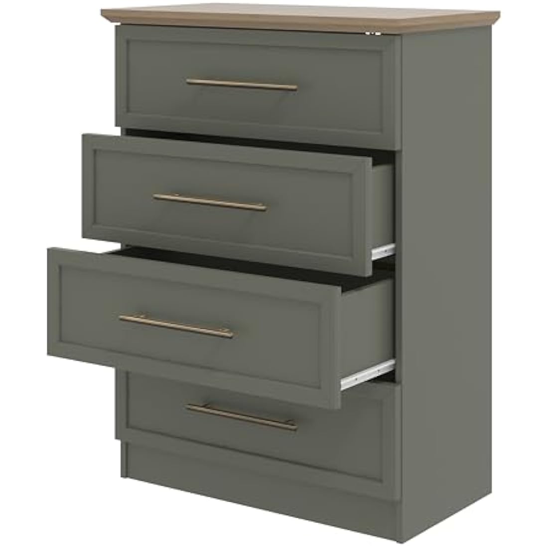 Galano Cleverton 4 Drawer Chest – Storage Cabinet for Bedroom, Hallway, or Entryway – Chest of Drawers & Closet Organizer – Kale Green/Oak Finish
