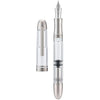 Asvine P36 Titanium Fountain Pen Piston Filling, Bock Fine Nib Clear Transparent Acrylic Smooth Writing Pen Case Set, Torpedo shape