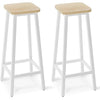 YMYNY Bar Stools Square Base Set of 2, Tall Breakfast Bar Stools with Footrest for Kitchen, Industrial Style, for Dining Room, Party Room, 29.5 x 29.5 x 70CM, Natural & White HBS511R