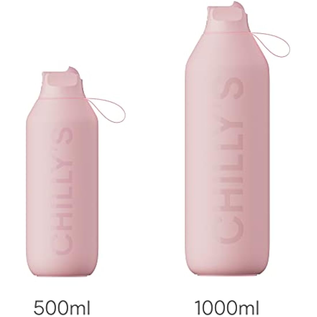 Chilly's Series 2 Flip Water Bottle with Sports Lid, Telescopic Straw and Nylon Carry Loop - Easy Flip Lid, Straw Cleaning Brush Included