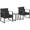 Mondeer Rattan Garden Furniture Set, 3 PCS Patio Bistro Set, 2 Seater Rattan Chairs with Cushions and Coffee Table, for Balcony Garden Indoor Outdoor Patio Backyard, Black