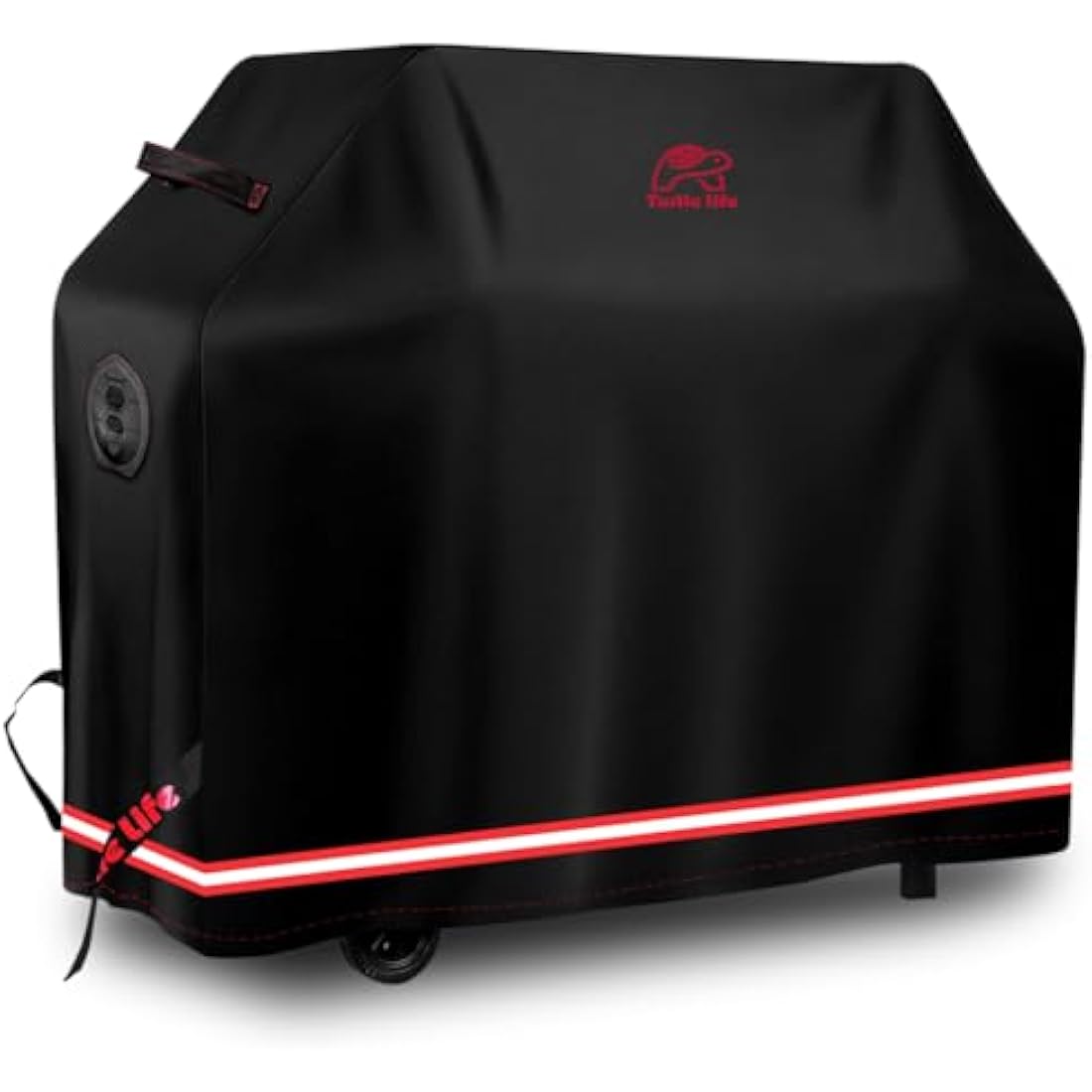 Turtle Life BBQ Grill Cover, 58 Inch Heavy Duty Waterproof 3-4 Burner Barbecue Gas Grill Covers for Weber Spirit Char-Broil Performance and Signature, No Fading Within 2 Years, Black 147x66x119cm