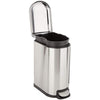 Amazon Basics Smudge Resistant Small D-Shaped Trash Can With Soft-Close Foot Pedal for Bathroom,Bedroom or Living room, Slim shape for narrow space, 10 l /2.6 gallons, Brushed Stainless Steel
