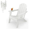 Sleek Space Adirondack Folding Chair for Garden, Patio or Deck - Arm Rests and Cup Holder - Lightweight, Weatherproof - Stylish, Durable Outdoor Furniture for Fire Pit, Beach, Poolside, Porch (White)