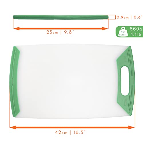 London Boutique Chopping Board - Chopping Board Set - Heavy Duty BPA Free - Non-Slip Rubber Feet - Smart Colour Code - for Vegetables - 42.5cm*25.5cm