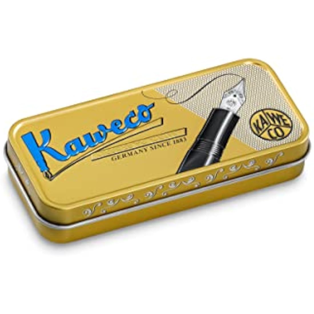 Kaweco STEEL SPORT Fountain Pen I Exclusive Stainless Steel Reservoir Pen for Ink Cartridges Including Retro Metal Box I Writing Instrument 13 cm I Nib: M (Medium)