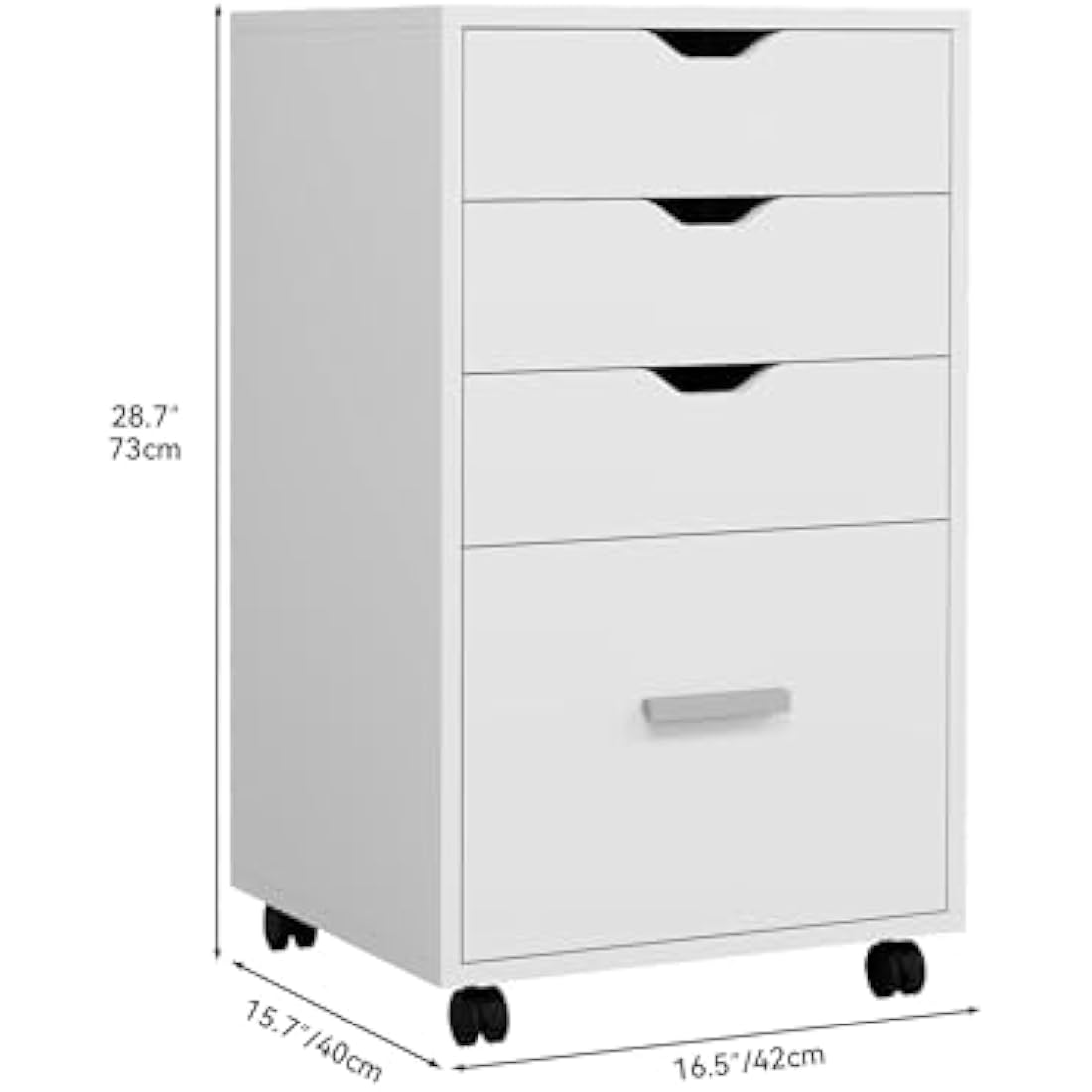 YITAHOME Mobile File Cabinet, 4-Drawer Filing Cabinet for Home & Office, Storage Cabinet With Drawers, 4 Wheels, Rolling Under Desk (White)