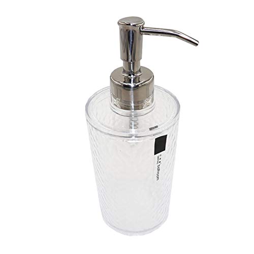 London Boutique 4 Pieces Bathroom Accessory Set Clear Soap Dispenser Toothbrush Holder Tumbler Soap dish (Clear White)