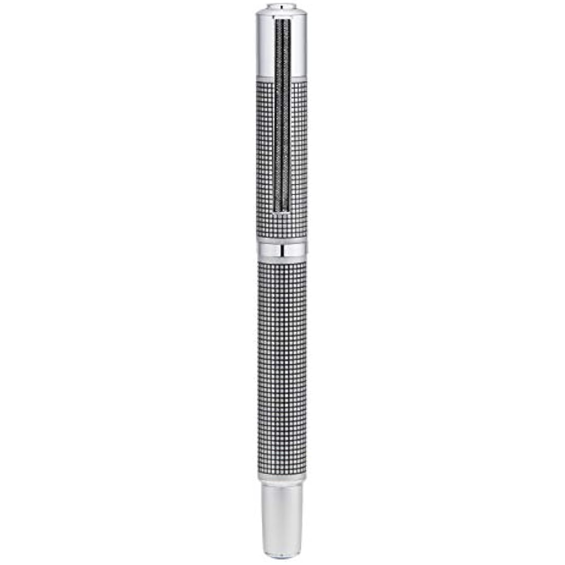 Yookers Metis Refillable Fibre Pen in Satin Chrome Black Grid 1.0mm Tip