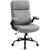 CASTLOVE Ergonomic Office Chair for Home - Computer Desk Chair with Back Support - Flip Up Armrest - High Back - Height Adjustable - Rocking Function (Fabric Grey Max 150 kg)
