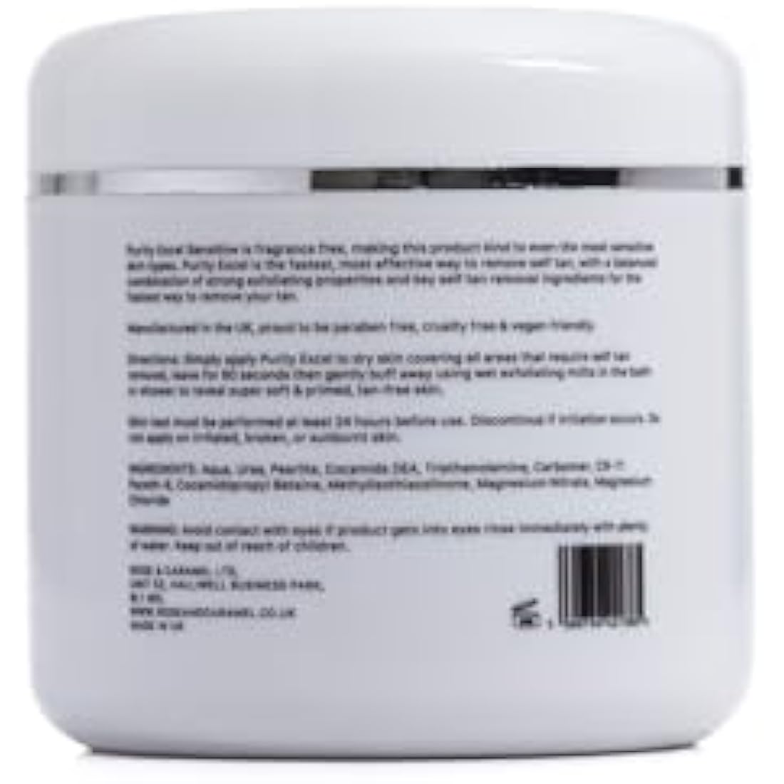 Rose & Caramel Purity Excel Sensitive 60 Second Fake Tan Remover. Kind To Skin, Fragrance Free, Express Exfoliating Self Tan Eraser, (440g)