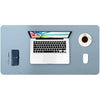 Desk Pad Large, DOBAOJIA 31.5" X 15.7" Multifunctional Laptop Desk Mat PU Leather Mouse Pad Desk Blotter Desk Writing Pad for Office/Home, PU Waterproof +Suede Non-Slip (Greyish Blue)