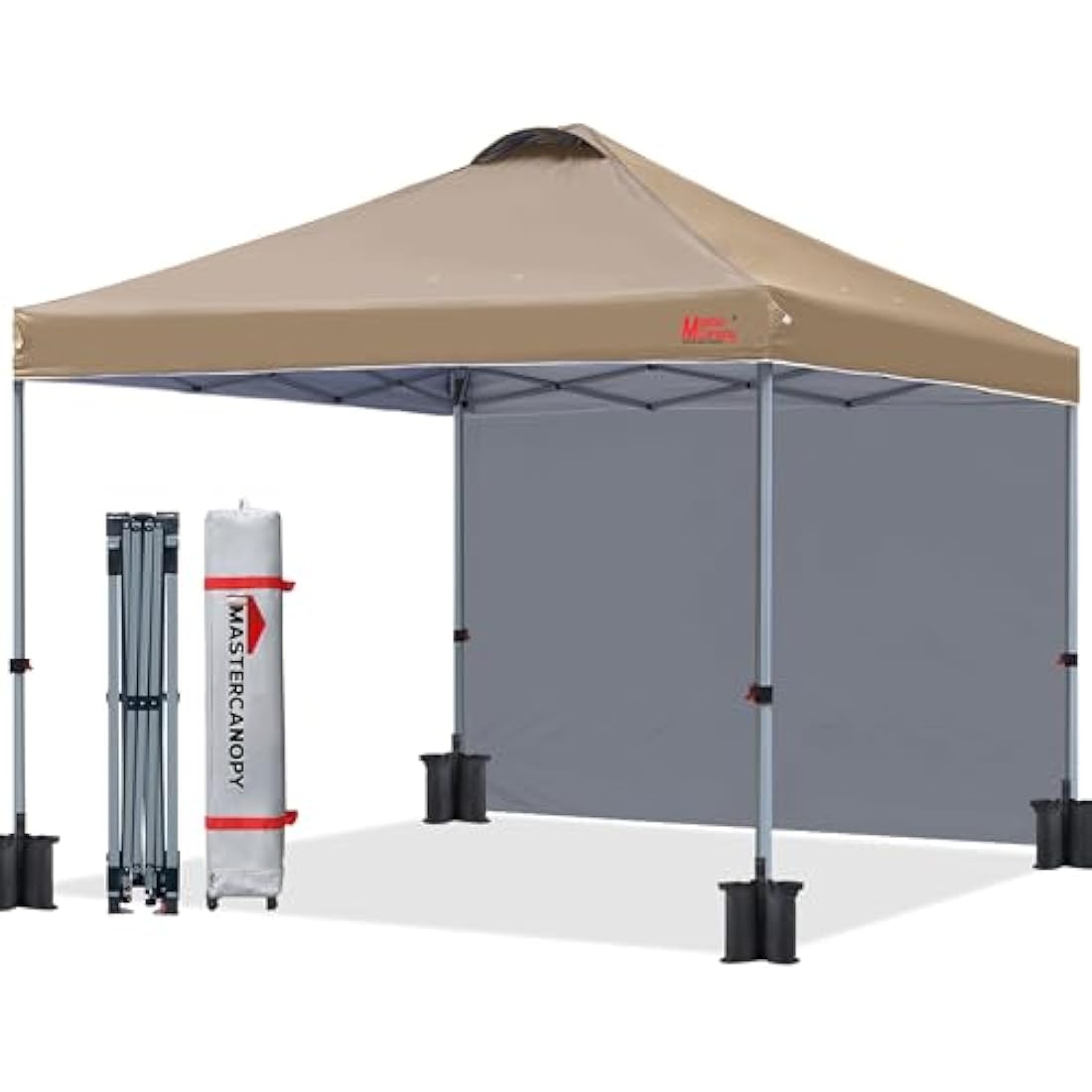 MASTERCANOPY Durable Ez Pop-up Gazebo Tent with 1 Sidewall (2.5x2.5M,Khaki)