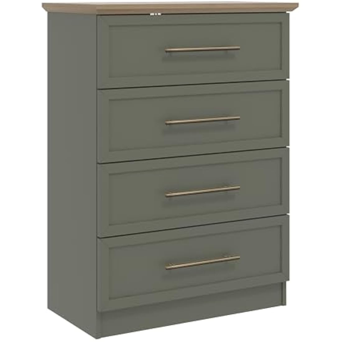 Galano Cleverton 4 Drawer Chest – Storage Cabinet for Bedroom, Hallway, or Entryway – Chest of Drawers & Closet Organizer – Kale Green/Oak Finish