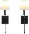 Yosoan Lighting 2 Sets of Vintage Loft Bar Modern Linen Lampshade Wall Light Fittings, Hotel Beside Bed Wall Lamp E27 Screw (Black)