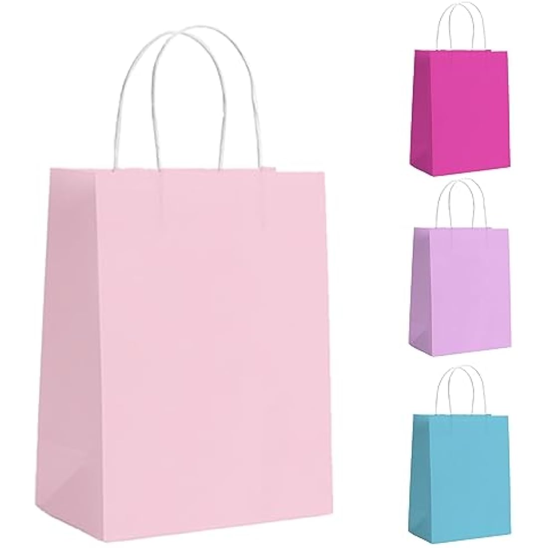GIFTSAY Pink Party Bags 30 Pcs Paper Gift Bags for Kids Party, Paper Bags with Handles, Small Gift Ideal for Birthday, Wedding, Baby Shower, 15×8×21 CM