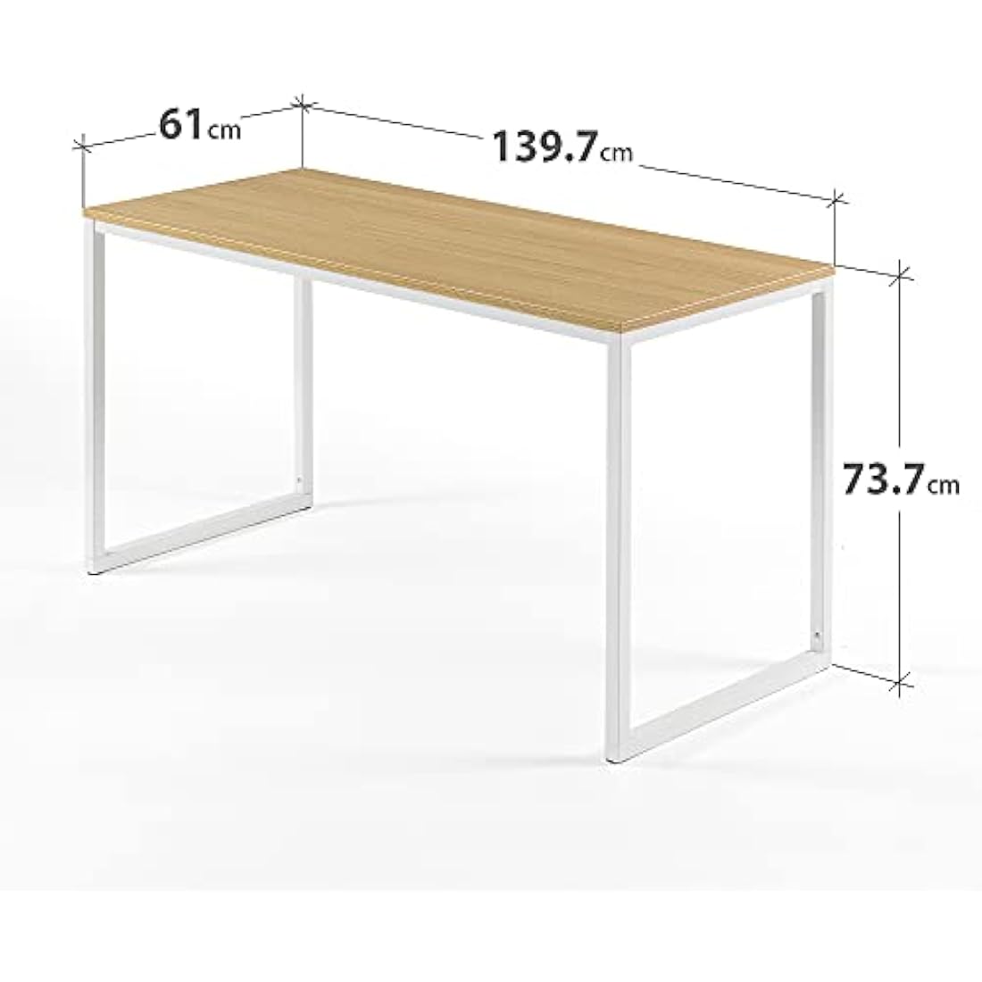 Zinus Jennifer 140x61x74 cm - Metal and wood modern study desk - Home office computer table - Natural Brown and White