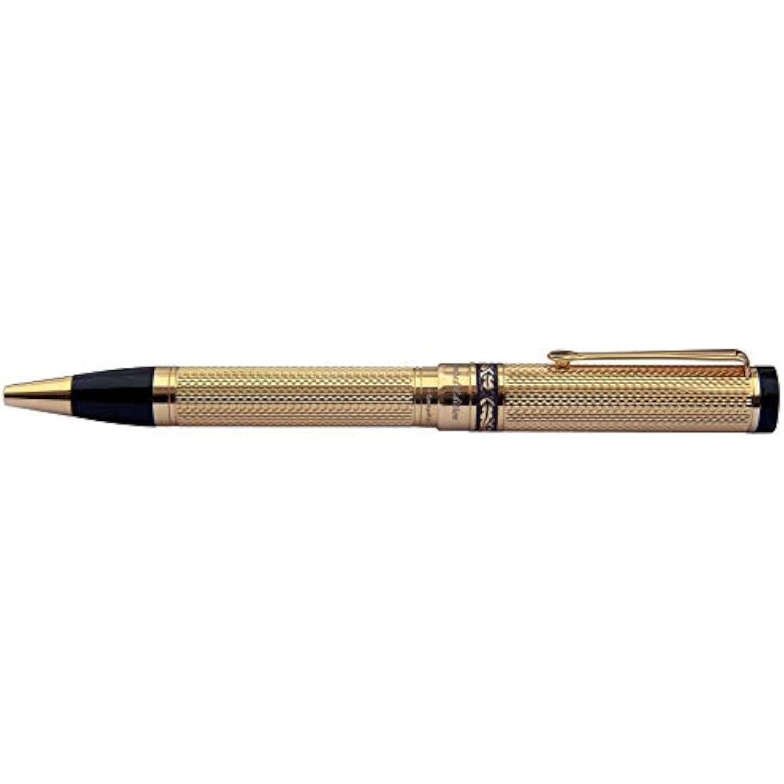 Xezo Tribune Twist Action Ballpoint Pen, 18 Karat Gold Plated Solid Brass. Hand Guilloche. Limited Edition, Serialized.