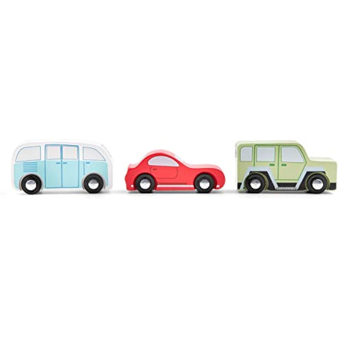 New Classic Toys - Wooden Cars Set - Includes Sportcar, Minibus and Off-Road Vehicle - Wooden Toys, Toy Cars, Kids Car's Set, Montessori Toys - Set of 3 Pcs