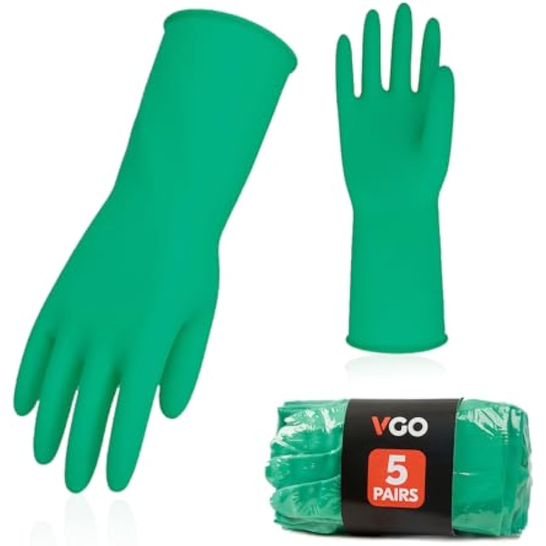 Vgo... Reusable Household Gloves, Dishwashing gloves, Extra Thick, Long Sleeves, Kitchen Cleaning/Painting/Gardening/Pet Care