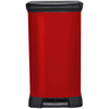 Curver Metal Effect 70% Recycled Kitchen Pedal Touch Deco Bin 50 Litres - Red