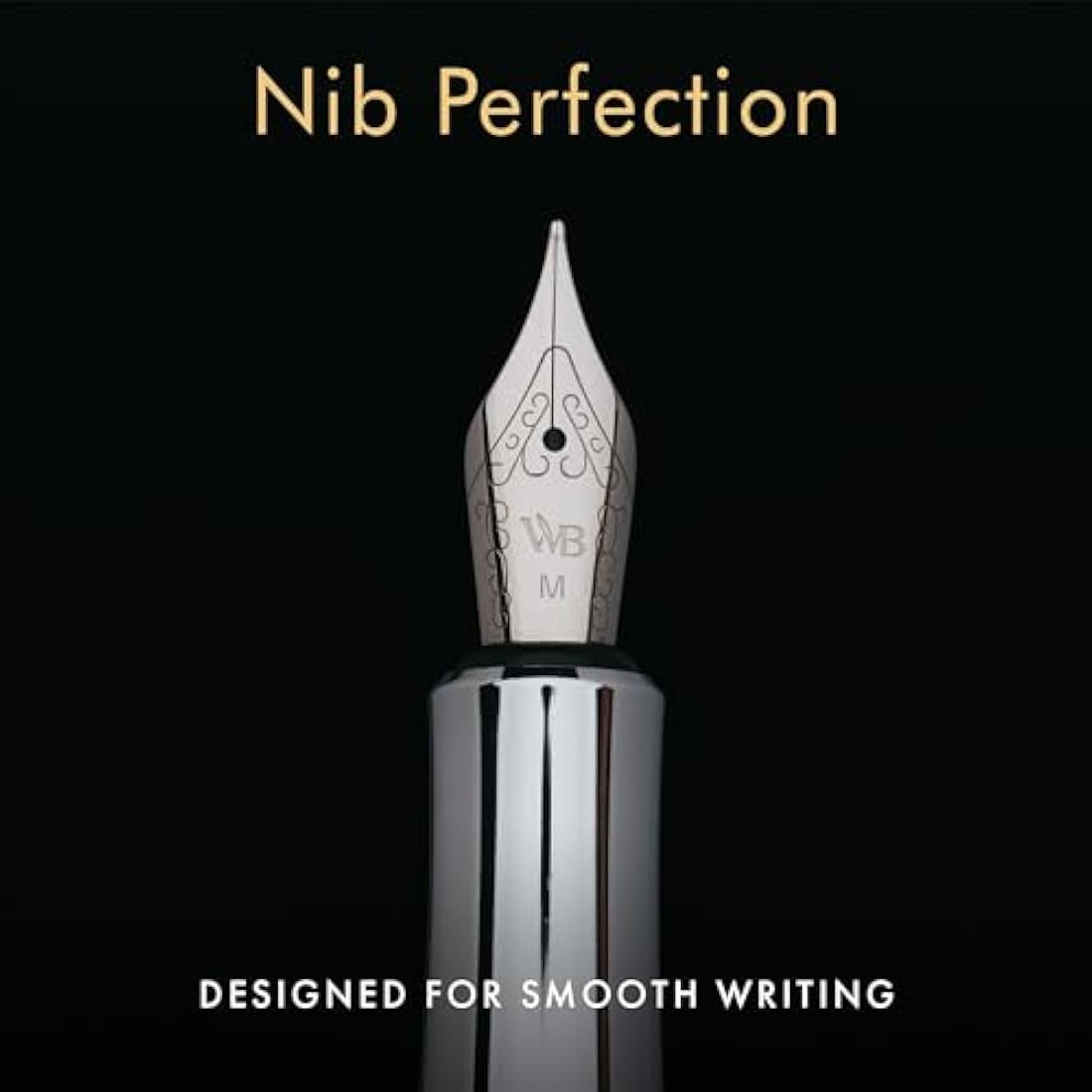 Wordsworth and Black Fountain Pen Mini EDC: Luxury Green Heavy Pocket Pen, Chrome Finish, Medium Nib, 6 Ink Cartridges, Ink Converter, Travel Refillable Writing Pen Gift Set, Men & Women