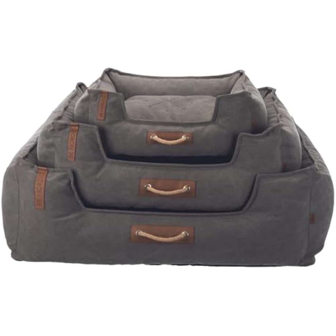 TRIXIE BE Nordic Föhr Dog Bed 60 x 50 cm in Dark Grey - Square Dog Basket for Small and Large Dogs - Cosy Dog Basket with Practical Carry Handle - Soft and Washable - 37447