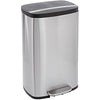 Amazon Basics Rectangular Soft-Close Rubbish Bin with Plastic Lid, 50 Litres, Satin Nickel