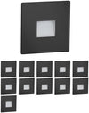 ledscom.de 12 LED Staircase Light/recessed Wall Light FOW for Indoors and Outdoors, Downlight, Angular, Black, 85 x 85mm, Cool White