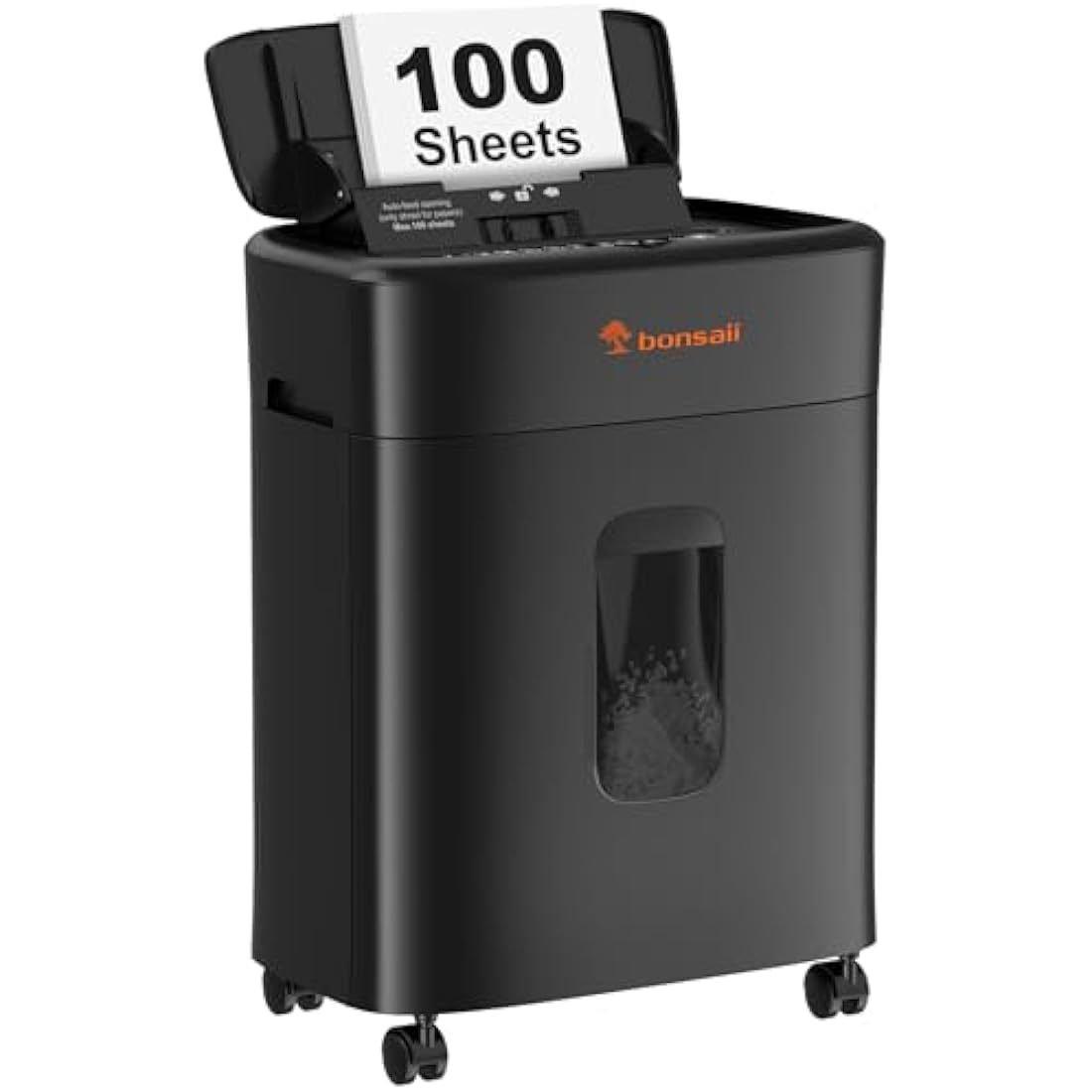Bonsaii 100-Sheet Auto Feed Paper Shredder, Micro Cut Heavy Duty shredder with P-4 Security Level, Up to 30-Minute Continuous, 16L Bin, Anti-Jam Shredders for Home Office use, Black, C231-D