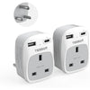 UK to South Africa Plug Adapter 2 Pack, TESSAN 3 in 1 Travel Adapter with 2 USB(1 USB C), South Africa Travel Plug for Namibia, Swaziland (Type M)