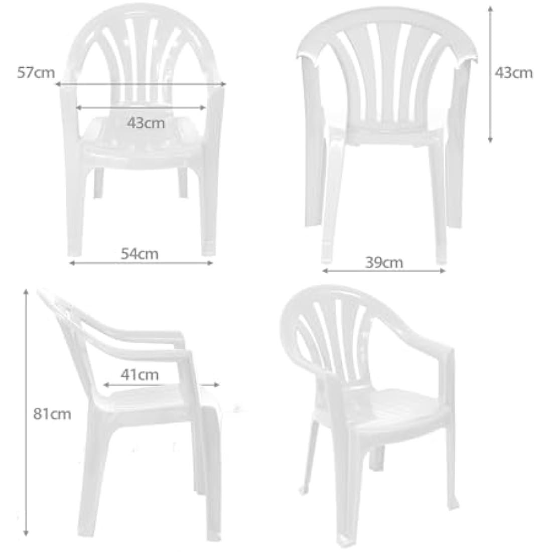 CrazyGadget® Plastic Garden Low Back Chair Stackable Patio Outdoor Party Seat Chairs Picnic White