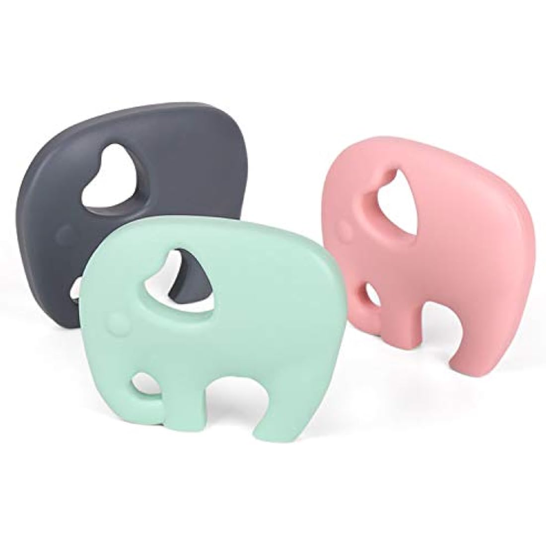 PREMYO Teething Toy for Baby Teether Silicone - Soothes Sore Gum Pain - Easy to Grab BPA Free Elephant Grey
