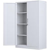 iJINGUR Metal Storage Cabinet with Locking Doors and 3 Adjustable Shelves, Lockable Steel Storage Cupboard for Home Office and Garage (White)