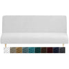 XINEAGE Velvet Futon Cover High Stretch Armless Couch Covers Spandex Fabric Sofa Bed Slipcover Anti Slip Furniture Protector with Elastic Bottom Machine Washable (Futon, White)