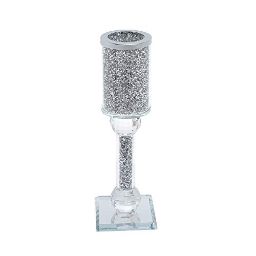 London Boutique Crystal Candle Holder Sparkle Crushed Diamond Filled Square base (1)