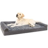 KSIIA Large Dog Bed, Orthopedic Dog Sofa Beds Pet Bed, Dog Couch with Removable Washable Cover, Waterproof Dog Bed, Pet Sofa with U-Shape Bolster, Grey 91x68x16cm