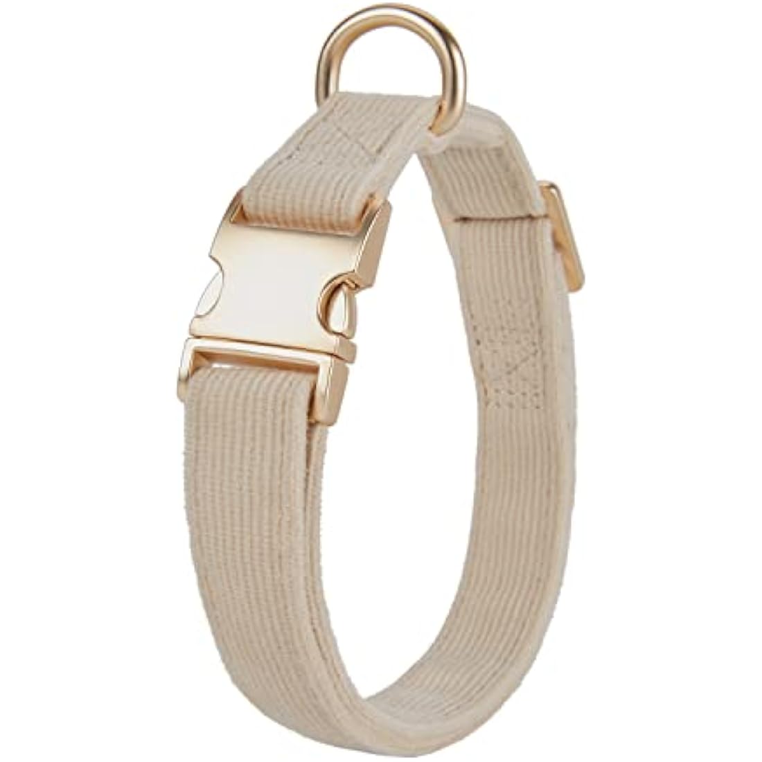 YUDOTE Ultra-soft Dog Collar Natural Cotton Corduroy Made for Small Dogs with Sensitive Skin,Creamy White