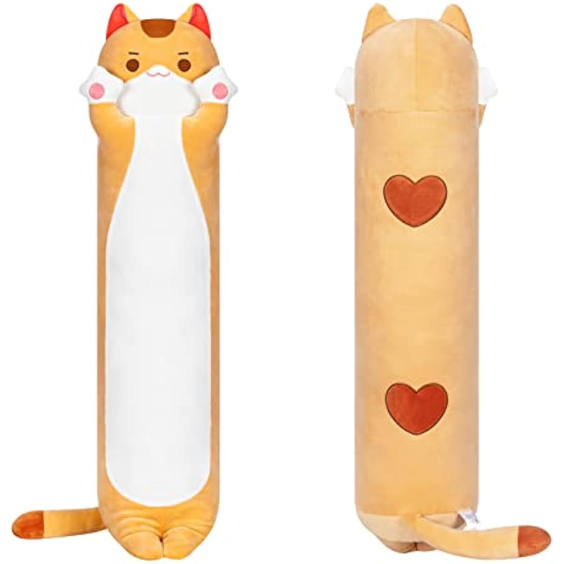Mewaii 44in Long Cat Plush Pillows Stuffed Animals Squishy Pillows Plushie Cute Kitty Sleeping Hugging Plush Pillow Soft Toys for Kids(Orange) Brown Cat Body Pillow