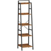 HOOBRO Ladder Shelf, Tall Narrow Bookcase, 5-Tier Book Shelf with Metal Frame, Tall Storage Shelf, Industrial Storage Unit for Home Office, Living Room, Bedroom, Rustic Brown and Black EBF35SJ01