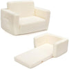 BEJOY Kids Sofa Bed 2-in-1 Flip Out Cuddly Sherpa Toddler Couch Convertible Chair to Lounger Children Sofa Bed Children's Day and Birthday Gift for Girls Boys, White
