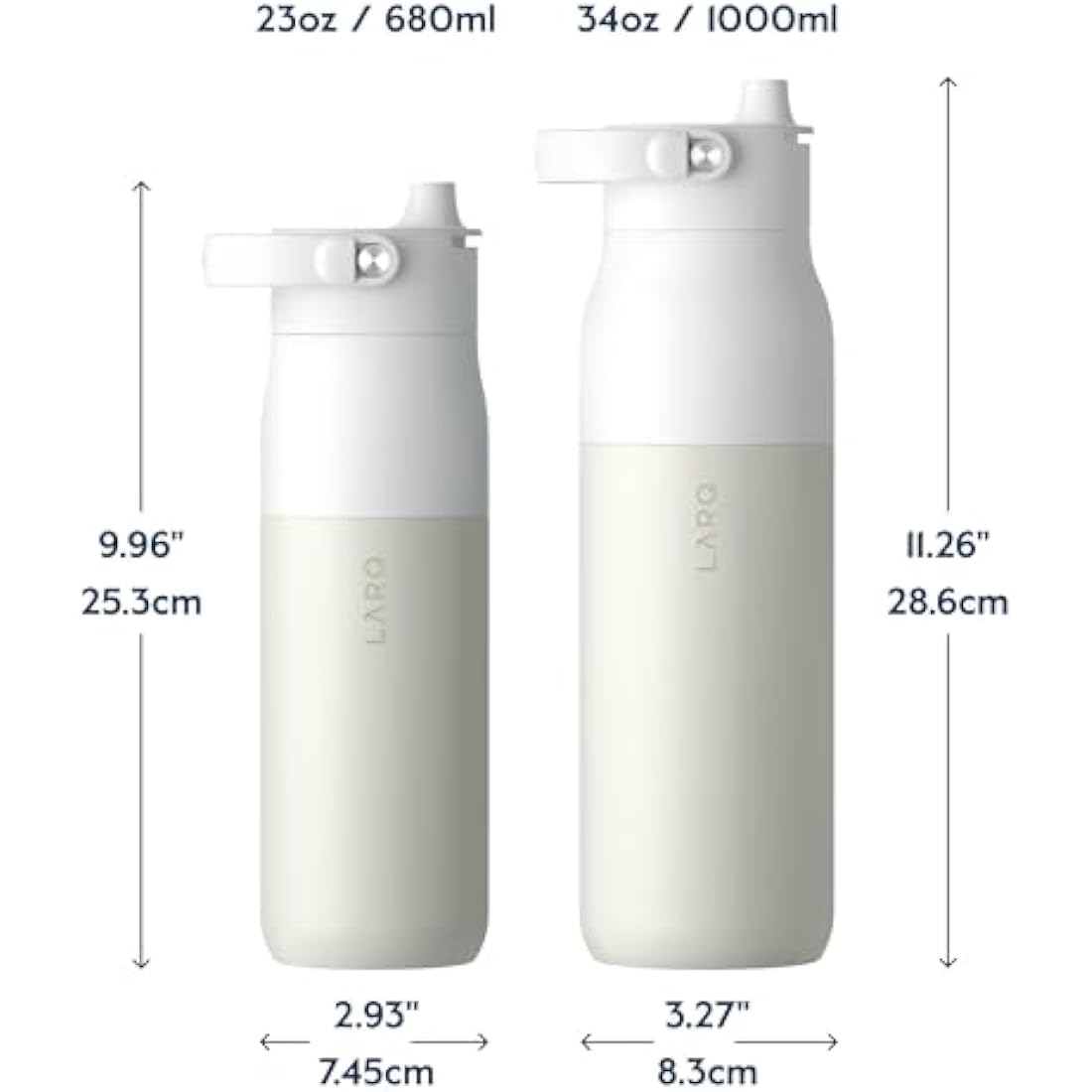 LARQ Bottle Swig Top 34oz - Insulated Stainless Steel Water Bottle with Built-in Silicone Handle | Thermos, BPA Free | Reusable Water Bottle for Sports, Gym, and Travel, Granite White