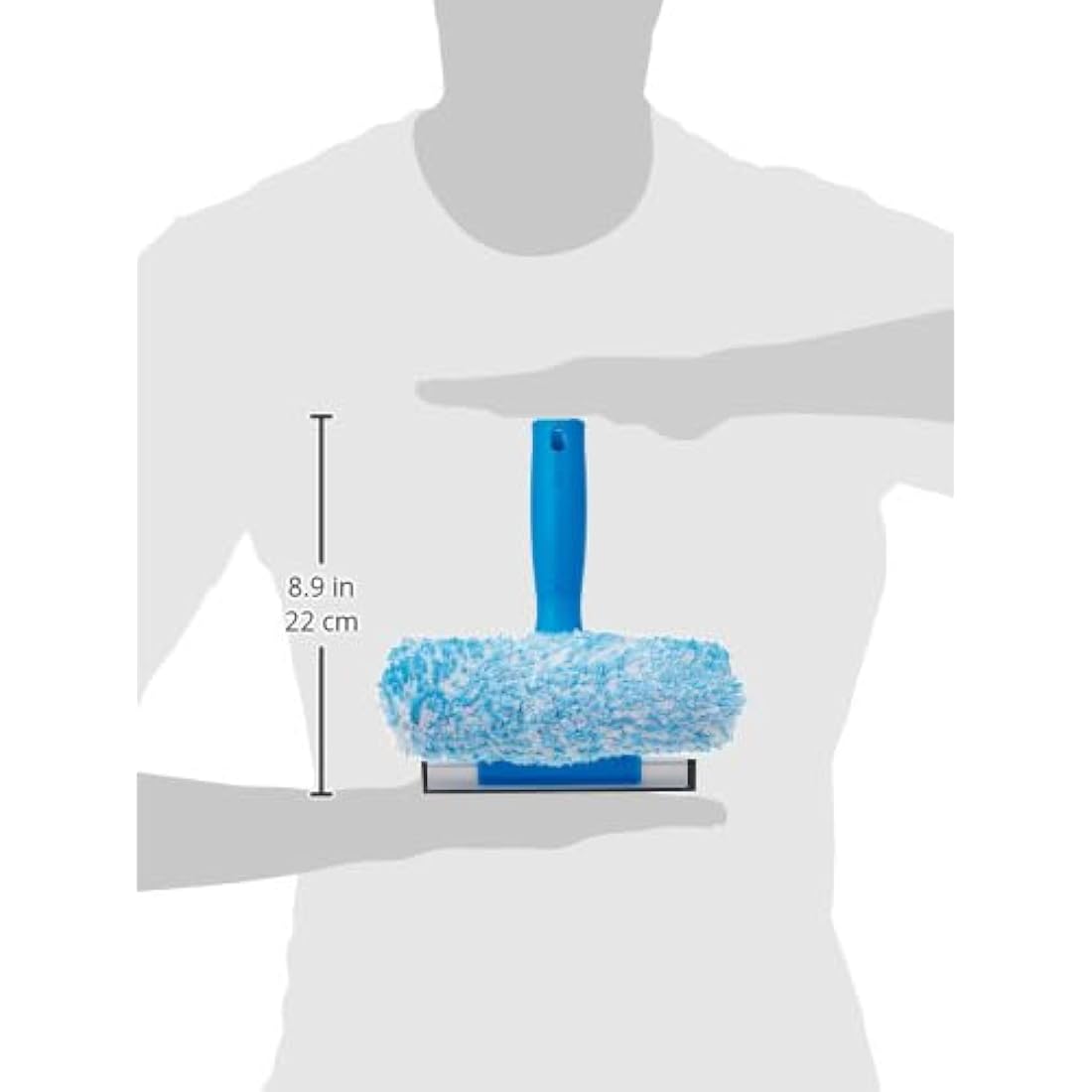 Unger 2-in-1 Microfiber Scrubber and Squeegee, Blue, 6-inch