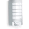 Steinel Outdoor Wall Light L 12 S, 180° Motion Detector up to 10 m range - Robust Weatherproof Aluminium Outdoor Light E27 max. 60 Watts - Porch Light in Silver