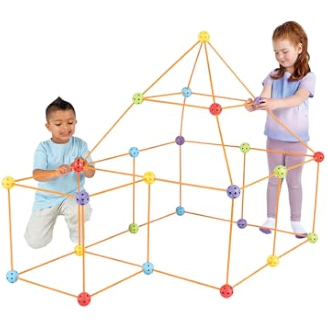 Crazy Forts - Multi Colour - Building Kit for Kids 8-12 - Indoor Creative Fort Building STEM Toys - Durable and Portable Kit for Team Building Skills and Creative Thinking – 1 Box, 69 Pcs