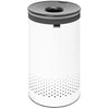 Brabantia - Laundry Bin - Handsfree Plastic Lid - Portable Laundry Bag Inside - Quick-drop Opening - Basket with Ventilation Holes - Non-Scratching Bottom - Corrosion Resistant - White - 60L