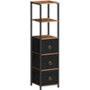 HOOBRO Tall Bathroom Cabinet, Narrow Corner Storage Cabinet, Slim Corner Shelf Unit with 3 Fabric Drawers and 2 Open Shelves, Narrow Storage Unit for Living Room, Rustic Brown and Black EBF140CW01