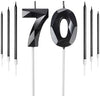 Black 70th Birthday Candles Set, Number 70 Candle with Black Gold Long Candles, Birthday Candles for Cake, Birthday Candle, Cake Candles Cake Topper Decorations for Birthday Party Wedding Anniversary